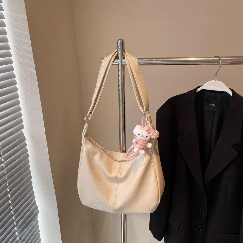 

2025 Женская универсальная сумка-тоут кроссбоди большой вместимости: Стильная, Повседневная, Сумка через плечо для студентов и тех, кто добирается на работу Bag (No Charm) белый/кремовый