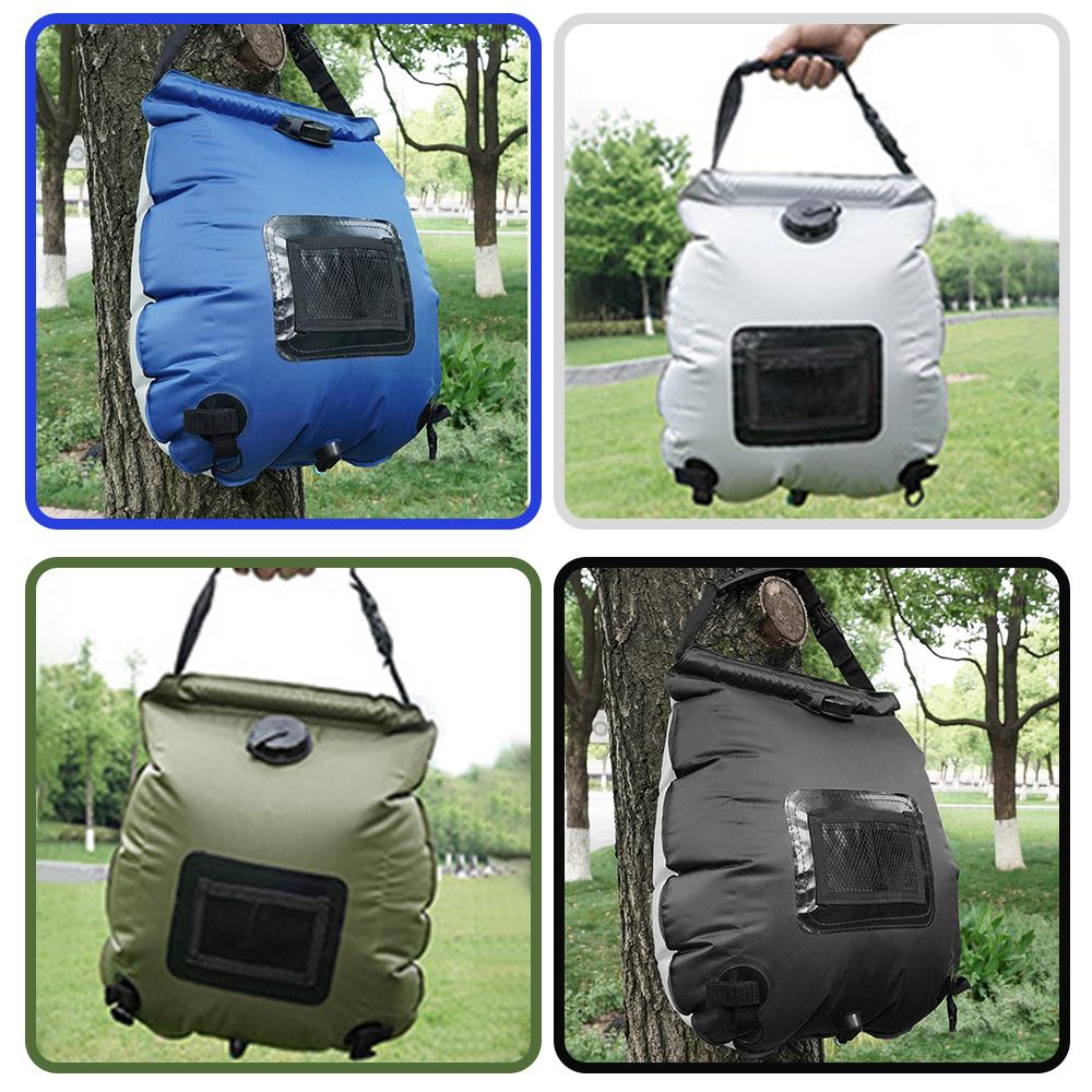 20L Solar Shower Bag Outdoor Portable Solar Heating Shower Bag for Camping Hiking Traveling Beach