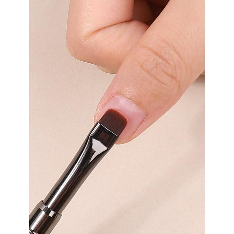 1pc Bottom Glue Nail Brush Pen, Professional Short Hair Small Square Phototherapy Pen, High-End Sandalwood Brush, Nail Salon Special Tool