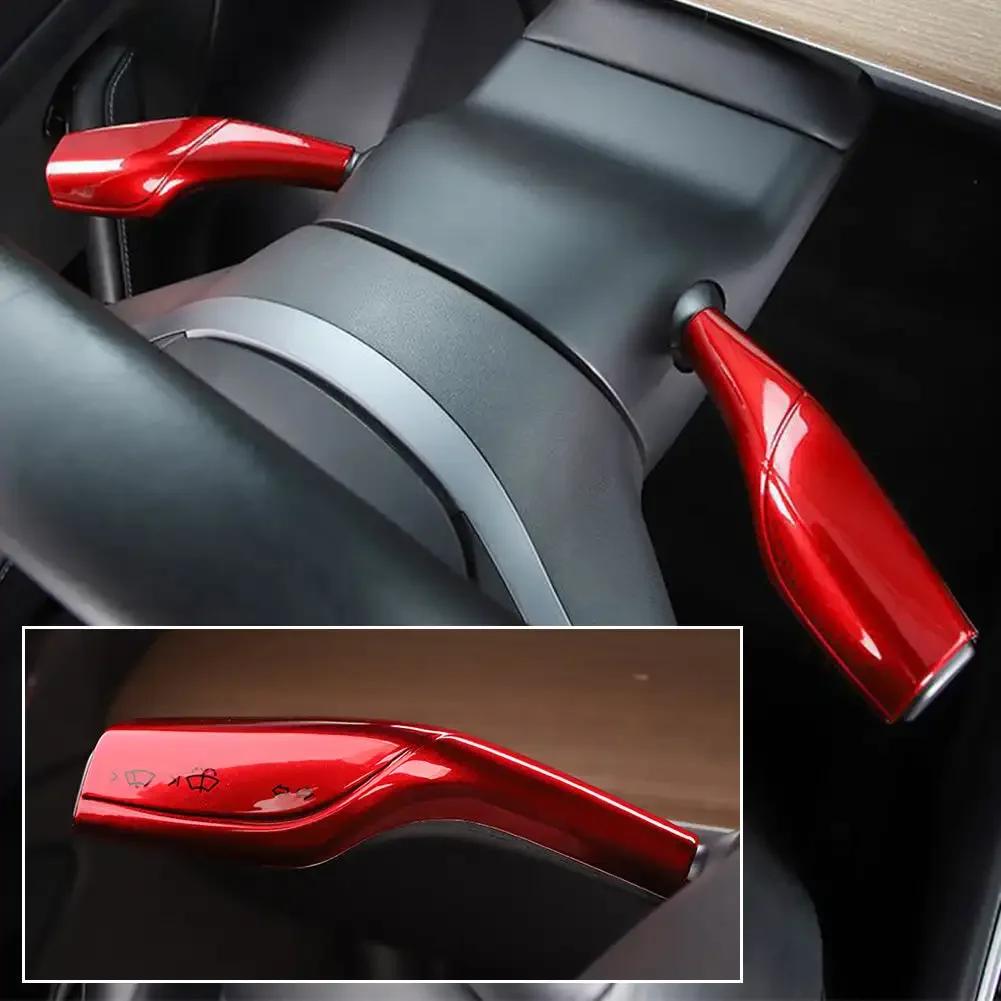 1Pair Car Gear Shift Cover Steering Lever Handle Protection Shifter Shell Shift Knob Cover Accessories For Tesla Model 3 Y