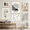 Picasso Line Woman Face Bird Beige Black Wall Art Canvas Painting Geometry Posters And Prints Wall Pictures Living Room Decor