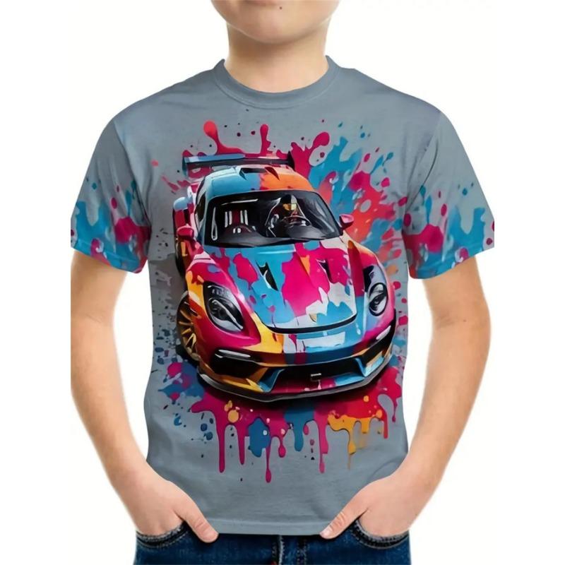 2025 Children's Clothing Car 3D Printed Boy's T-Shirt Graphic T Shirts Short Sleeve Girls Clothes Casual Round Neck Children Top