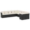 Vidaxl 10-Cz. Garden Lounge Set, Cushions Black Rattan Pe