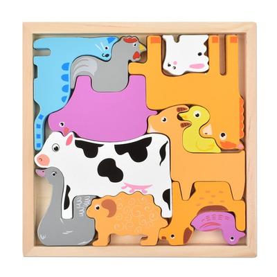 Oz Toy Wood Balance Picture Domino Puzzle Livestock, 12 Pieces, 1, Korea Best Toddler Puzzle
