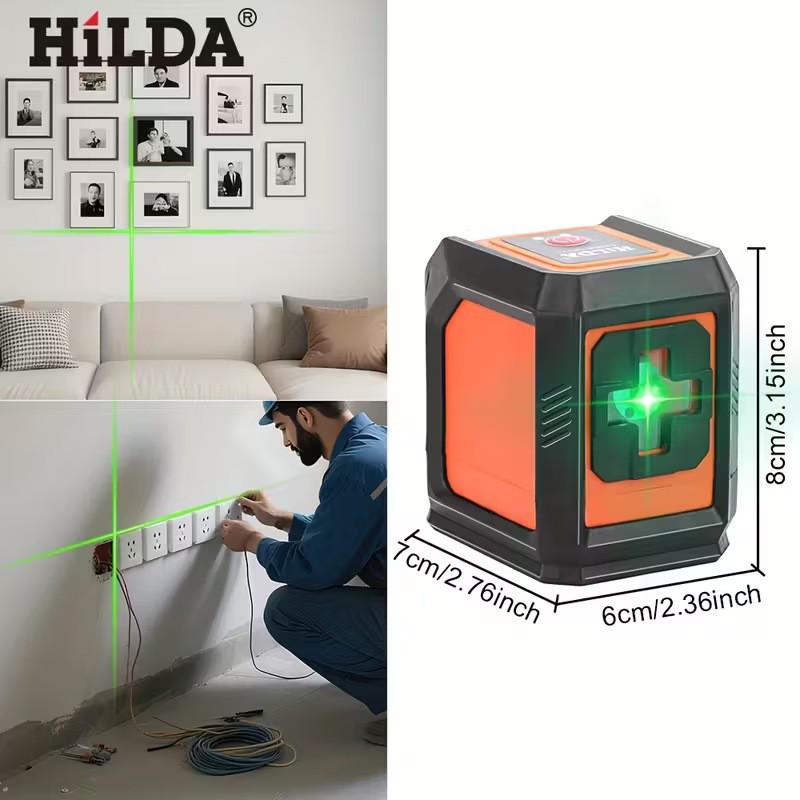 Compact Infrared Laser Level: High-Precision, Green Light, Self-Leveling, Dual-Line Projector
