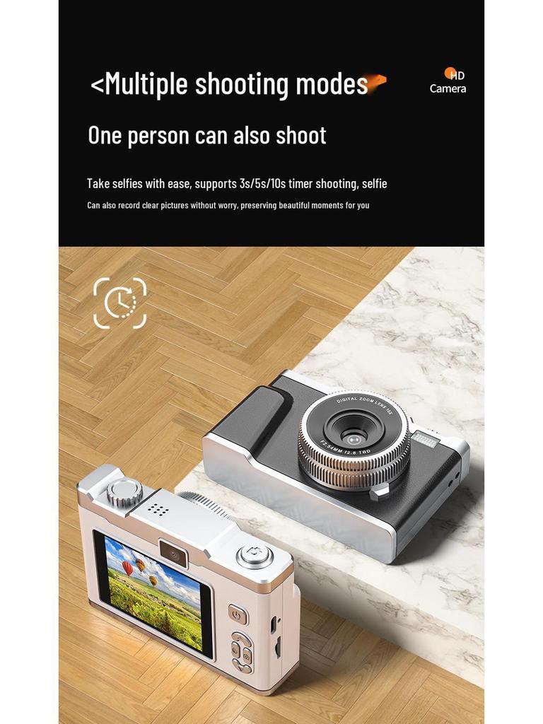 4K HD Mini Schönheits-Selfie- und Partykamera für Schüler und Kinder - Dual-Objektiv, Multifunktional