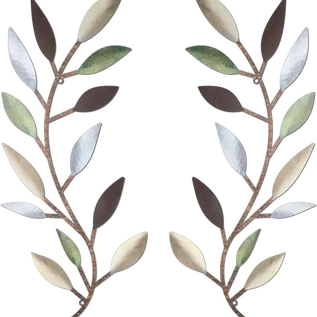 3P 2 Metalowy Liść Ściana Dekoracyjna Sztuka Ścienna Kute Żelazo Metal Niezależne Części Wewnętrzne Salon Rękodzieło Dekoracja