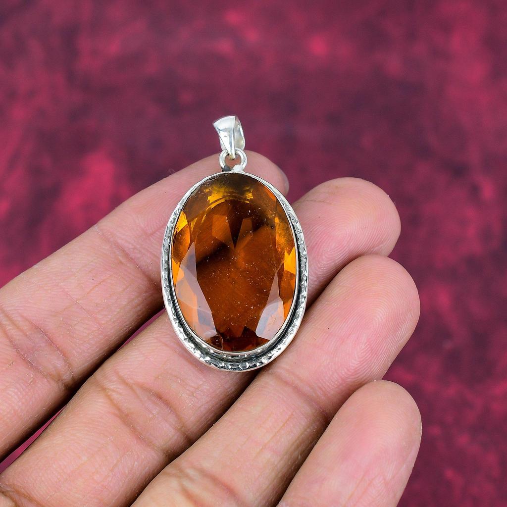 Honey Topaz Pendant, 925 Solid Sterling Silver Pendant, Handmade Gemstone Jewelry, Gifts For Wife Brand New Pendant