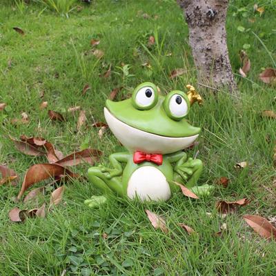 Creative Cute Prince Frog Figurine Courtyard Garden Decoration Outdoor Frog Statue Key Hider House Gate Ornaments Home Decor