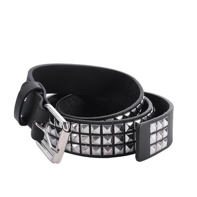 New Luxury Square Bead Rivet Belt Metal Pyramid Straps Men and Women Punk Rock Hardware Jeans Designer Female Waist Belts