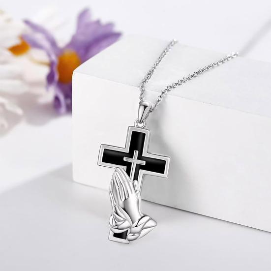 Stainless Steel Pendant Shape Openable Wear-Resistant Commemorative Necklace Praying Hands Design Necklace Pet
