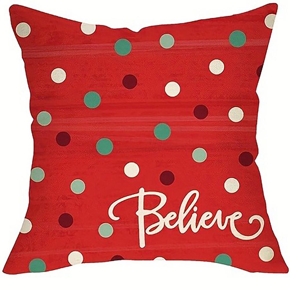 

Festive Christmas Pillow Covers: Joy, Holly Jolly, Candy Cane, Believe Sofa bed cushion cover, New Year home decoration 16x16Inch