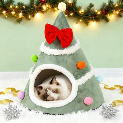 Christmas Tree Cat Bed Cold Weather Furniture Christmas Pet Indoor House for Cat for Small Medium Large Breeds Living Room