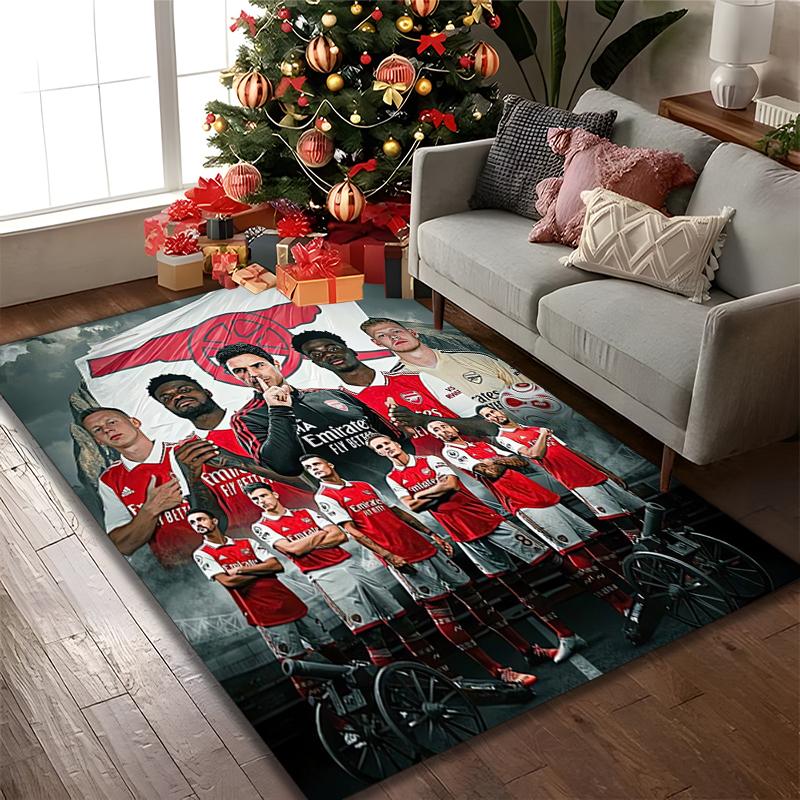 [Football Club Printed Carpet] Non-slip Office Rug, Cozy Area Carprt for Living Room Use, Soft Home Sofa Chair Mat