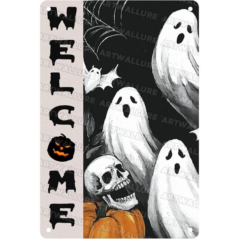 Halloween Metal Wall Sign Spooky Decor 20x30cm