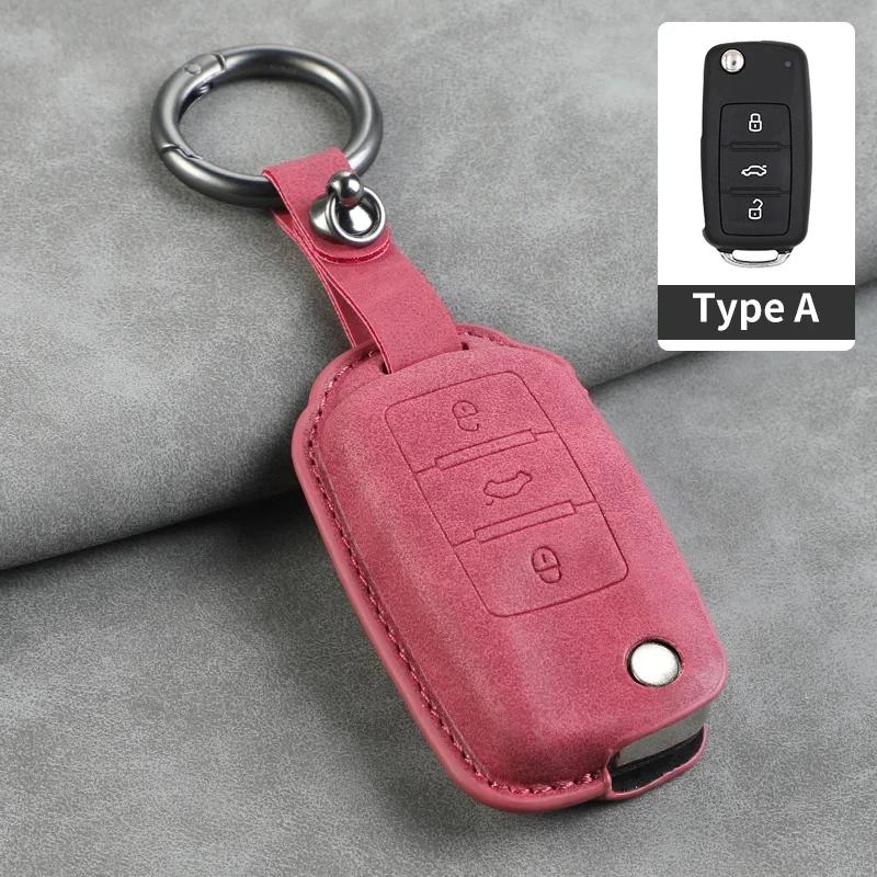 Car Key Cover For Volkswagen VW Polo Golf7 MK7 Tiguan Passat B5 B6 B7 Golf 4 5 6 MK6 Jetta Lavida Leather Car Key Case Cover