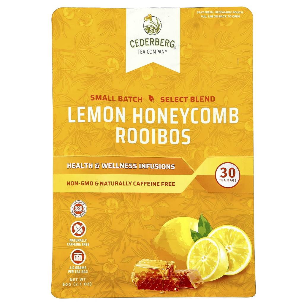 Cederberg Tea Co Citronový plástvový rooibos, Bez kofeinu, 30 čajových sáčků, 60g (2,1 oz)