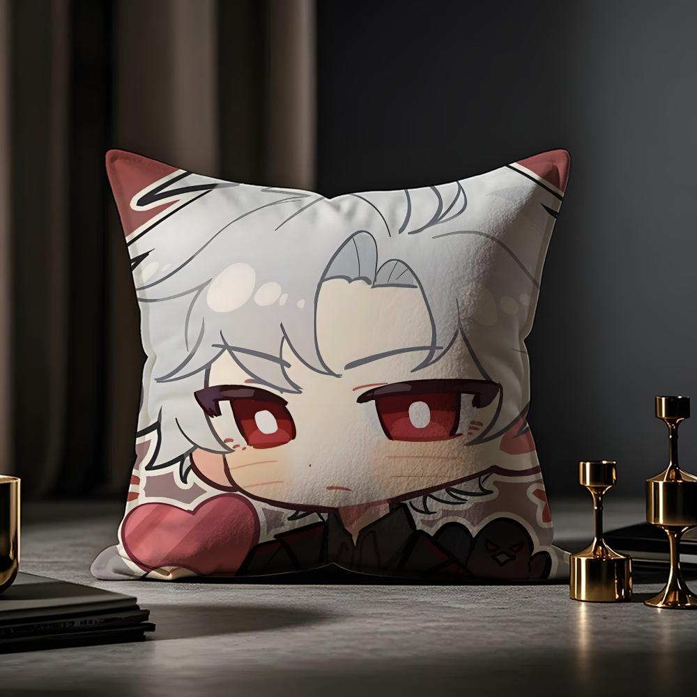 Love and Deepspace Sylus chibi Cushion Cover Case Antidustmite Pillowcase Invisible zipper silky short plush Sofa cushion cover