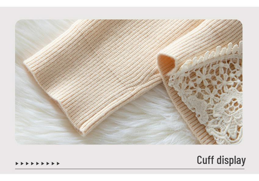 2025 Autumn/Winter Women's Backless Knitwear with Lace Patchwork