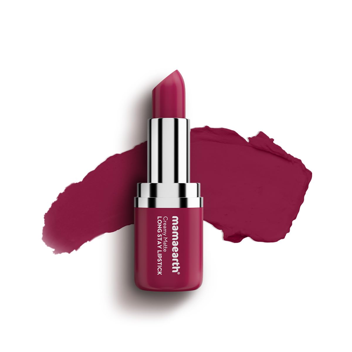 

Mamaearth Creamy Matte Long Stay Lipstick 4.2g Pack of 1 Cranberry Crush Intense Color Non-Drying