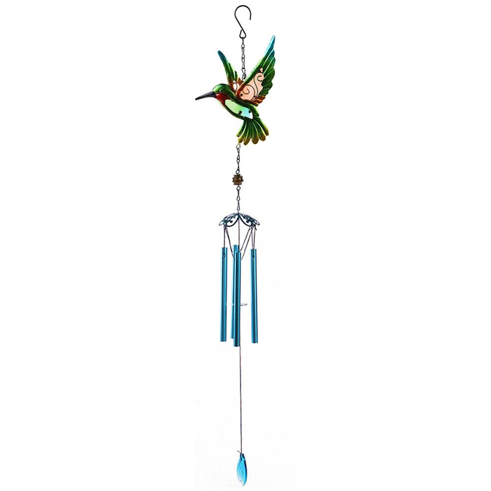 Wind Chime Hummingbirds Dragonflies Metal Glass Painted Crafts Hanging Pendants Bell Aluminum Pipe Home Courtyard Hanging Decors