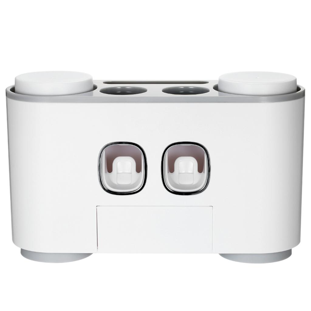 Ecoco Automatic Squeeze Toothpaste Set Wall Mounted Toothbrush Holder with 2 Toothpaste Dispensers 4 Cups and 5