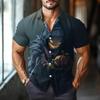 Men's Fashion Casual Loose Halloween Printed Short Sleeve Shirt