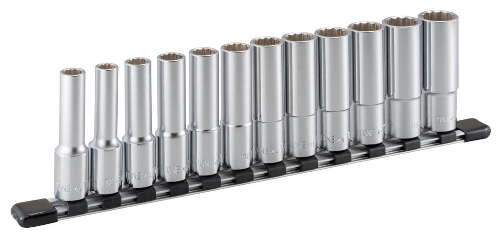 TONE Deep Socket Set with 12 (12-point, Holder) HDL412, 12.7mm (1/2") Drive, Pieces.
