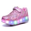 Kid Wheels Shoes Roller Skate Shoes 2 Wheels Child Deform Sneakers Outdoor Sport Deformation Parkour Runaway Boy Girl Youth Gift