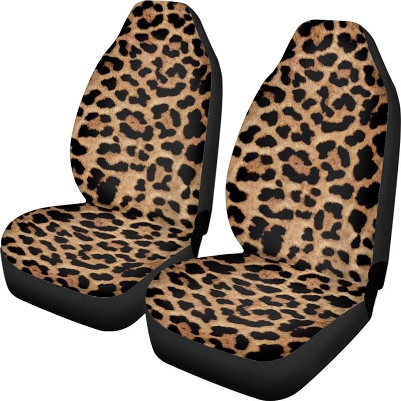Cheetah Print Car Seat Covers for Front Seats,Leopard Print Two Seat Covers for Cars Neoprene Front Seat Cover Set Interior Covers for Auto Truck Van