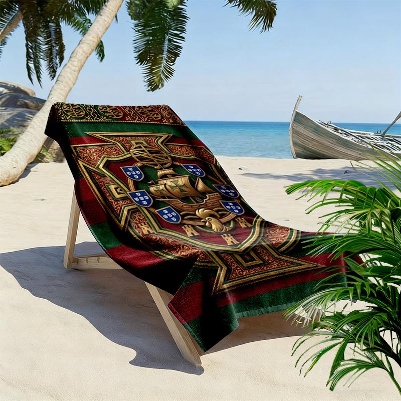 Portuguese Heritage Emblem Beach Towel Soft Beach Outdoor Pool Towel Quick-drying Swim Towel Swim Beach Travel and Vacation Towels Comfort