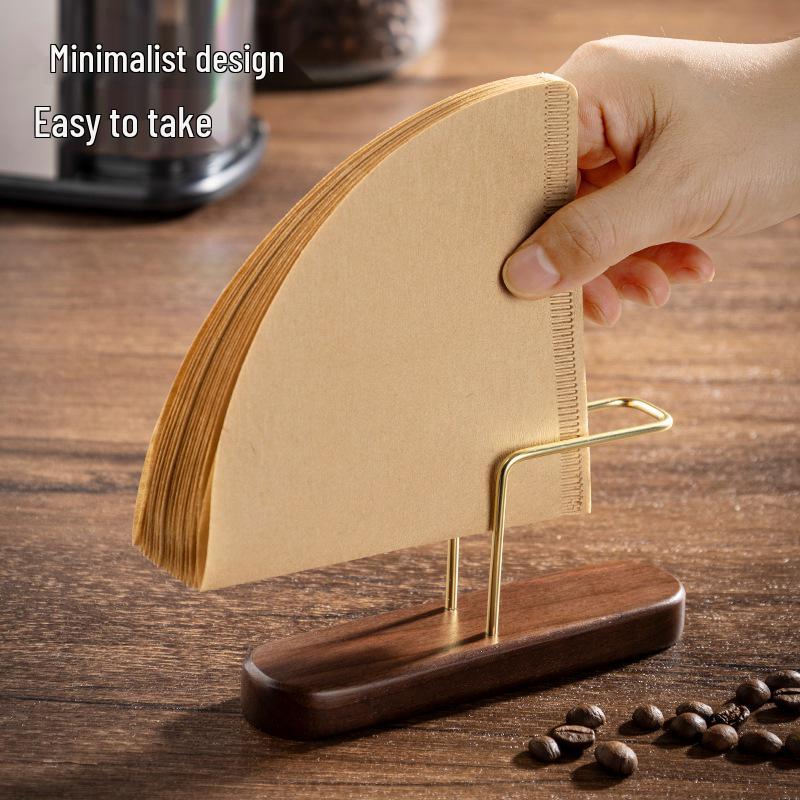 Solid Wood Coffee Filter Paper Holder - Dustproof Vertical Storage Stand