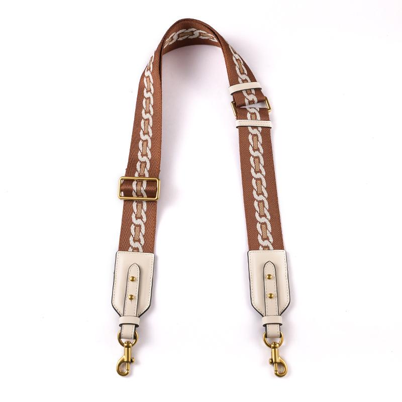 

Ma Huang Shi Adjustable 4.5CM Wide Brown Vintage Chain Pattern Bag Strap MHS-F-49