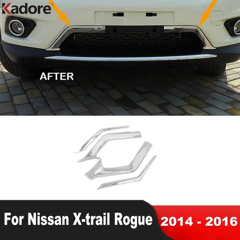 For Nissan Rogue X-Trail T32 2014 2015 2016 Chrome Car Front Center Grille Grills Cover Trim Head Racing Grill Strip Accessories