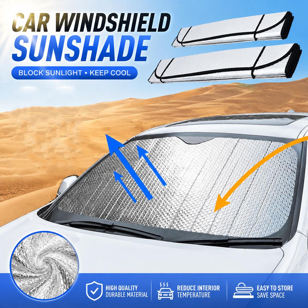 Foldable Silver Coated Car Windshield Sunshade UV Protection Heat Insulation Front Window Sun Shield Fit Most VehiclesWindshield Sunshades 1