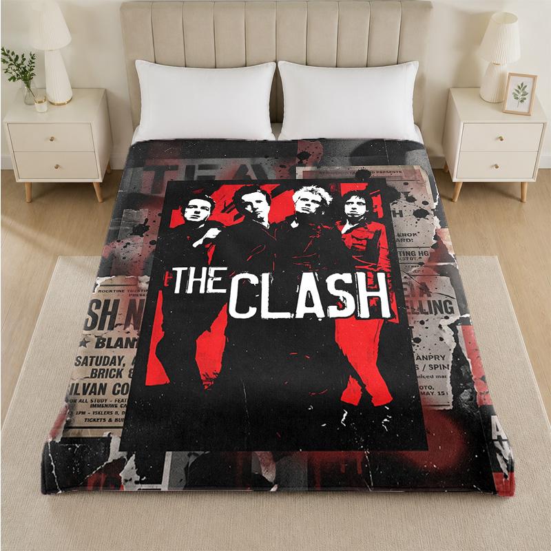 The Clash Print Flannel Blanket Cozy Lightweight Plush Throw Blanket For Bed Sofa Household Use