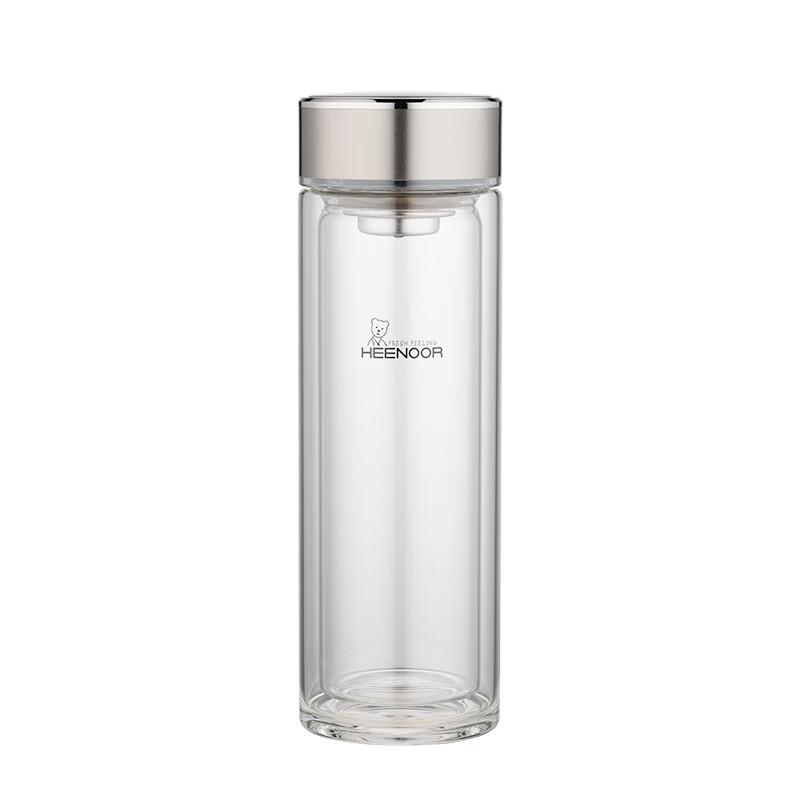 Heenoor Double-Layer Glass Cup, High-End Business Office Tea Infuser Mug for Men, Transparent Home Use Filter Car Water Bottle