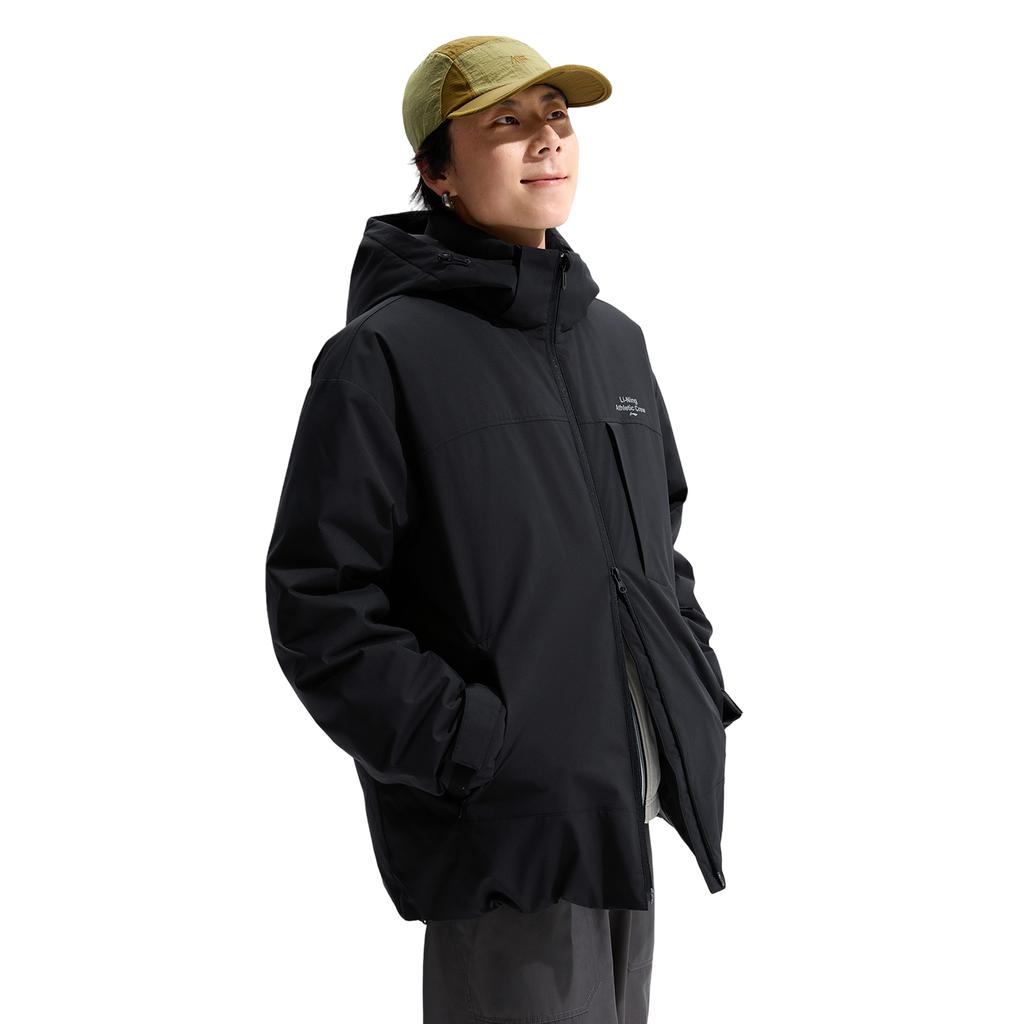 Li Ning Hot Pot Down Jacket Water-Resistant Comfortable Solid Color Casual Hoodie Men Jacket Black AYMV779-2