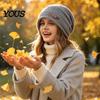 Soft Wool Blend Winter Hat Knitted Cap for Women Girls, Thickened Warm Cold Weather, Slouchy Beanies Plush Lined Fashion Stacked Hat, Stylish All Face