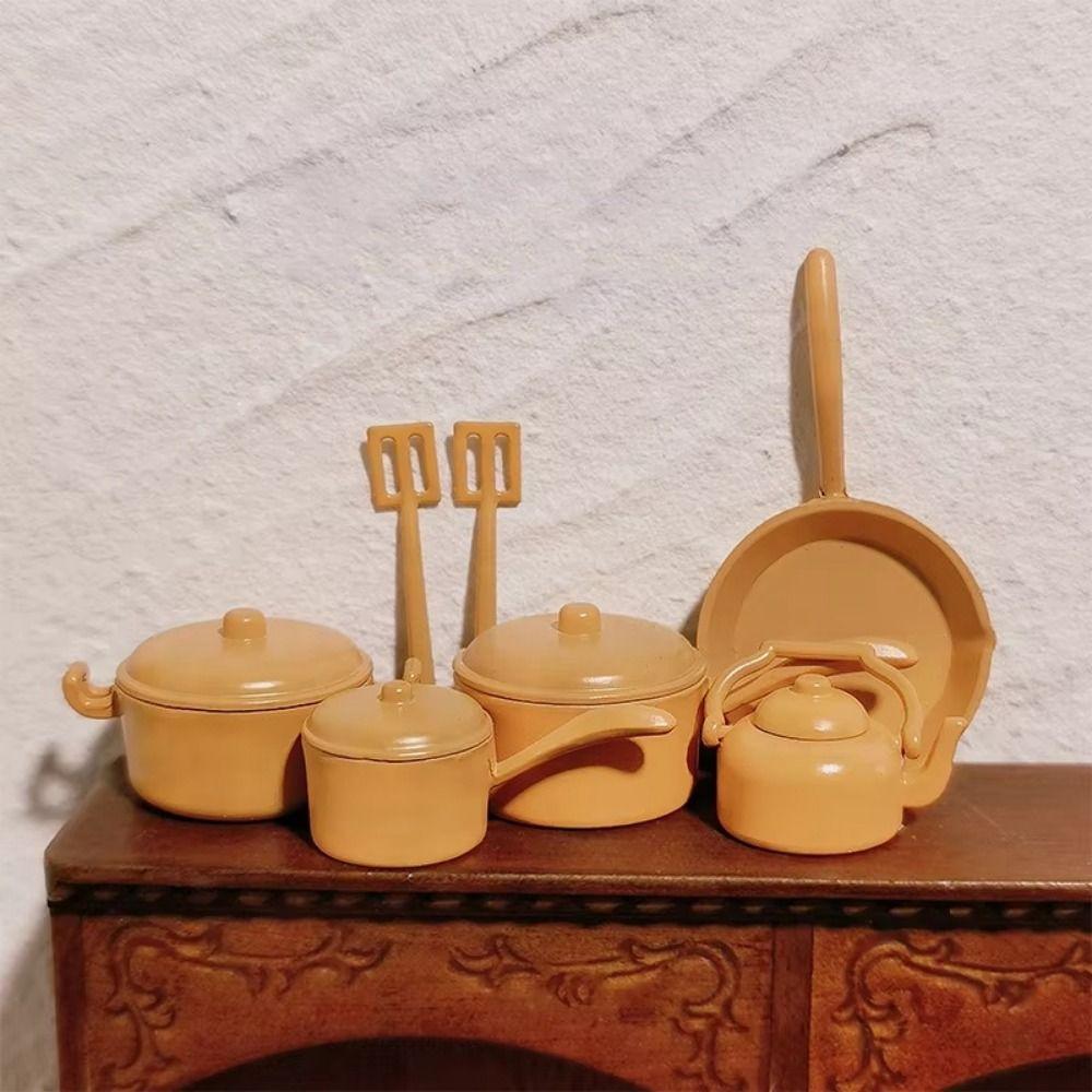 Kitchen Utensils Dollhouse Kitchenware Frying Pan Minature Pot  Construction Props