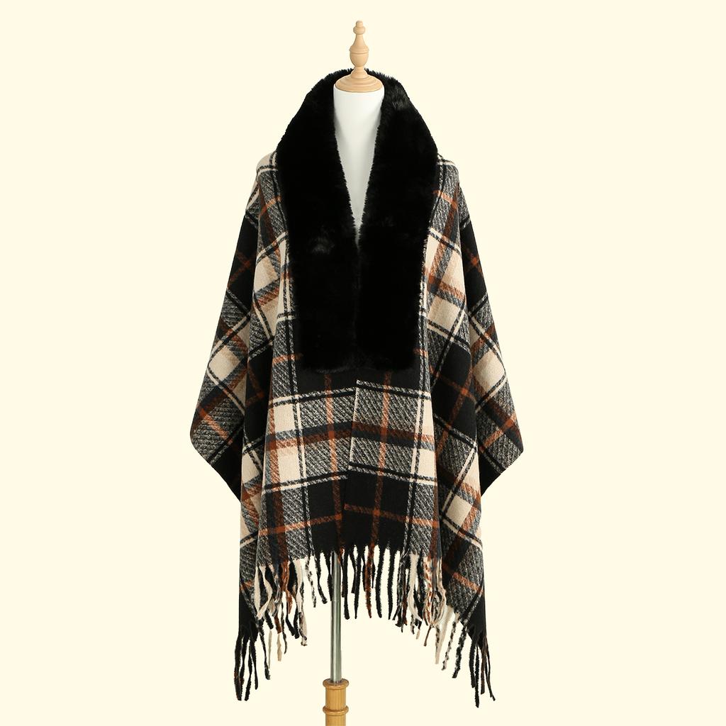 New Fur Collar Cashmere Shawl Shawl Scarf For Woman Warm Tassel Shawls Fashion Long Wraps Thicken Pashmina Zebra Print Scarves