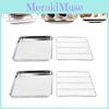 Steel 4pcs Stainless Baking Tray Rack Bbq Roaster Oven Cooling Rack Square Sheet