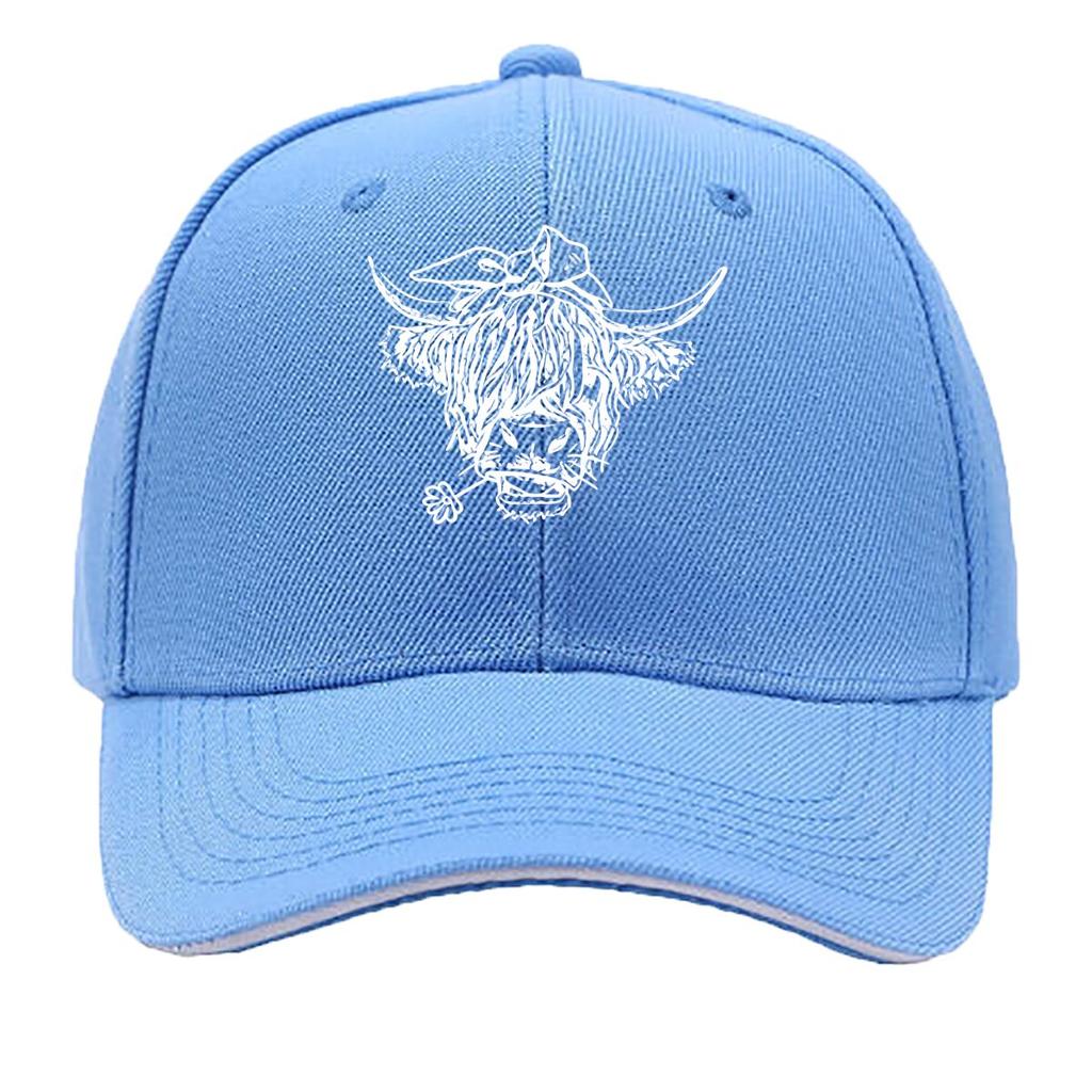 UnisexS Black Baseball Cap with Bull Head Print Stylish Versatile and Trendy Outdoor Hat for Casua Sandwich Baseball Cap
