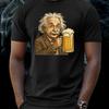 T-Shirt Men Einstein Enjoys Beer Motif Cotton Size S To 5XL