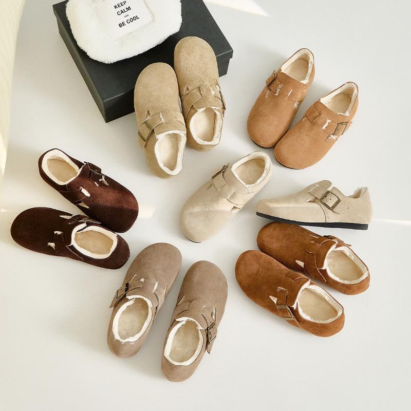 

Ботинки Birkenstock с подкладкой из утолщенной кожи с мягкой подошвой, удобные, с большим носком, женские зимние новые ботинки для снега с мехом, теплые хлопковые ботинки