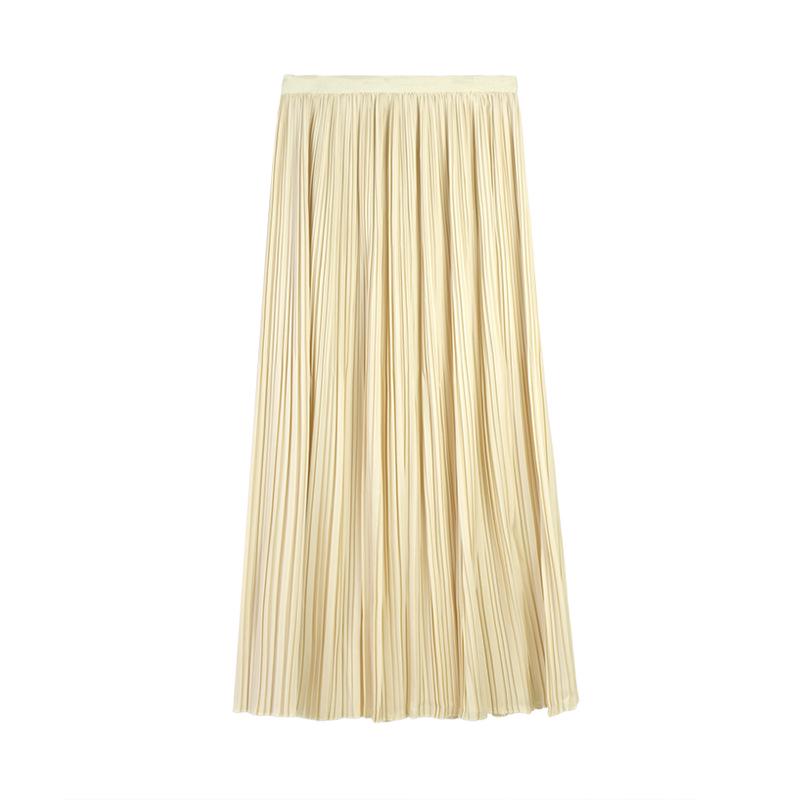 High Waist Pleated A-Line Midi Skirt - 2025 Slimming, Solid Color, Versatile Design
