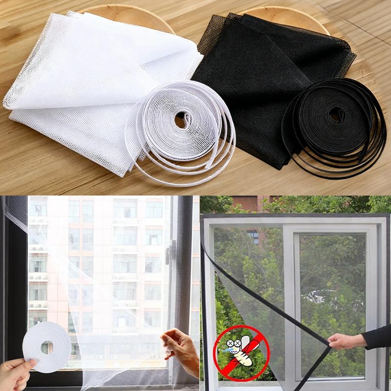 1/2/3/4Packs Anti Fly Mosquito Net DIY Self-Adhesive Fly Mosquito Window Net Mesh Mosquito Insect Bug Net Curtains for Windows