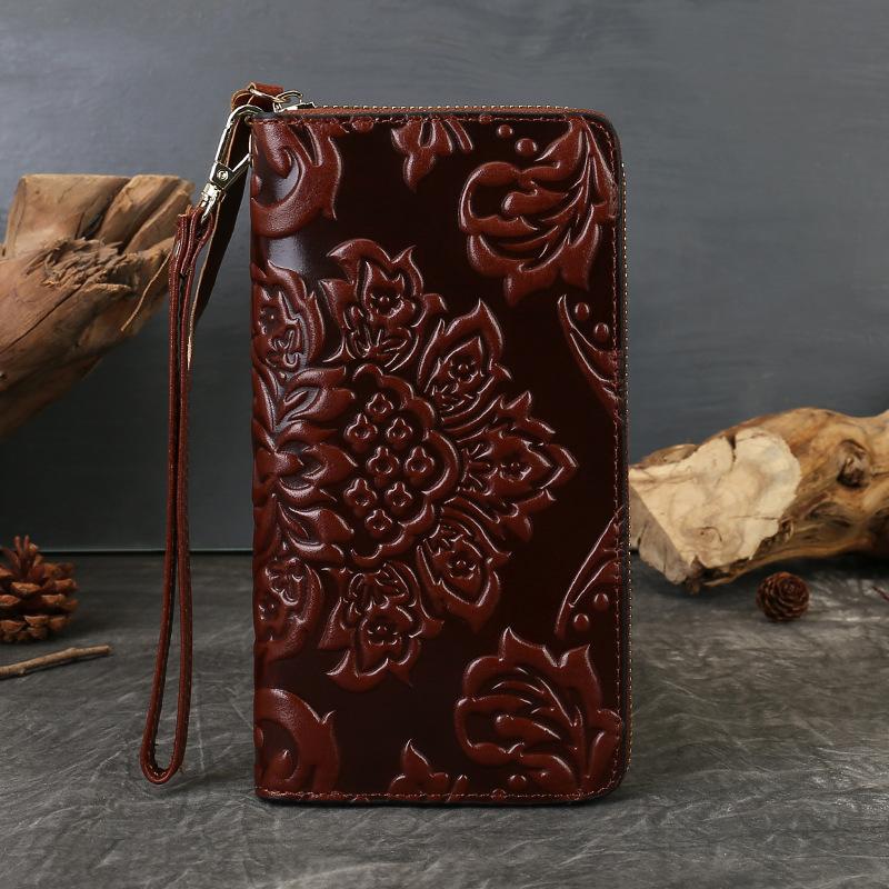 

New Women s Wallet Made of Genuine Leather, Short Coin Clip Layer, Cowhide Embossed Retro Chinese Style Coin Purse, Multifunctional