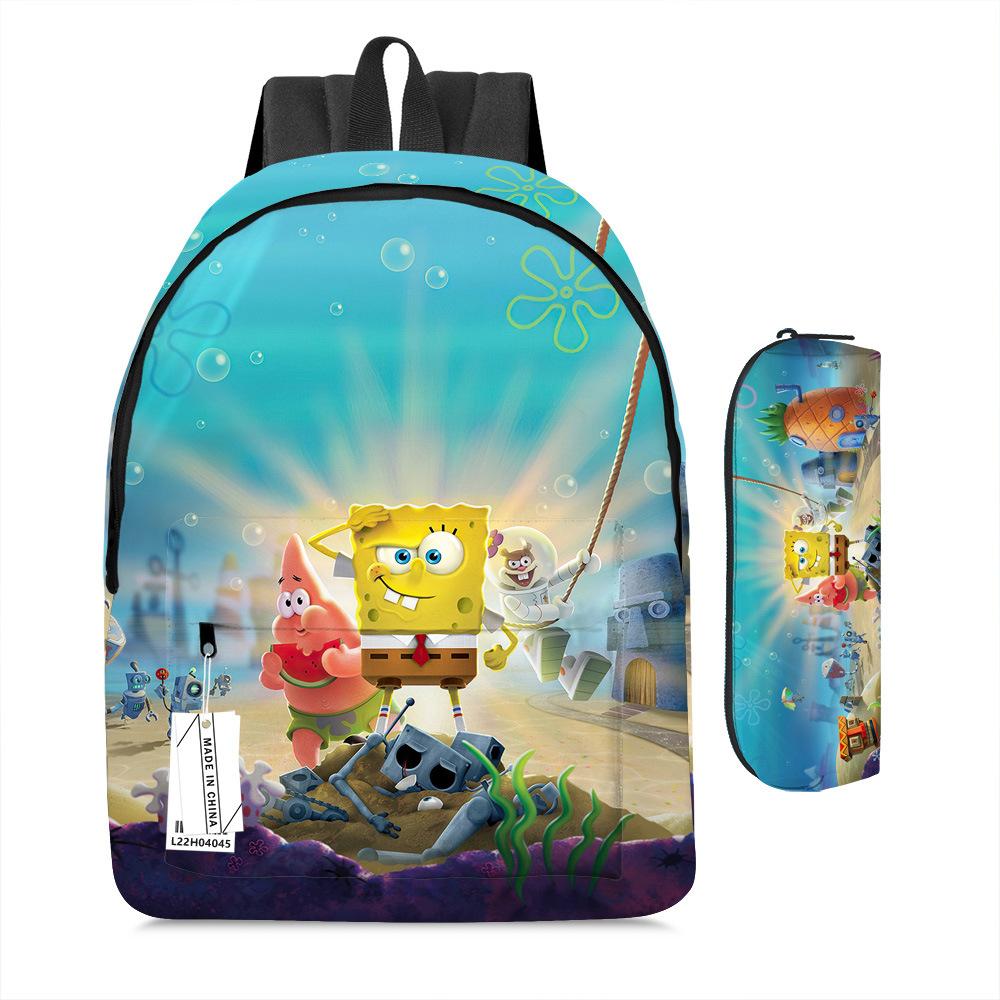 Spongebob Squarepants Children'S School Bag Male And Female Students Backpack Kindergarten Cute Cartoon Backpack Pencil Bag