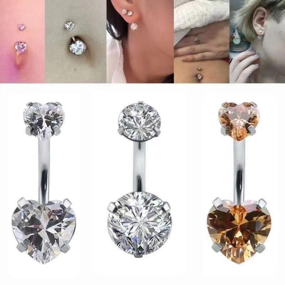 Heart Shape Belly Button Rings Crystal Silver Body Jewelry Navel Piercing for Party Decoration